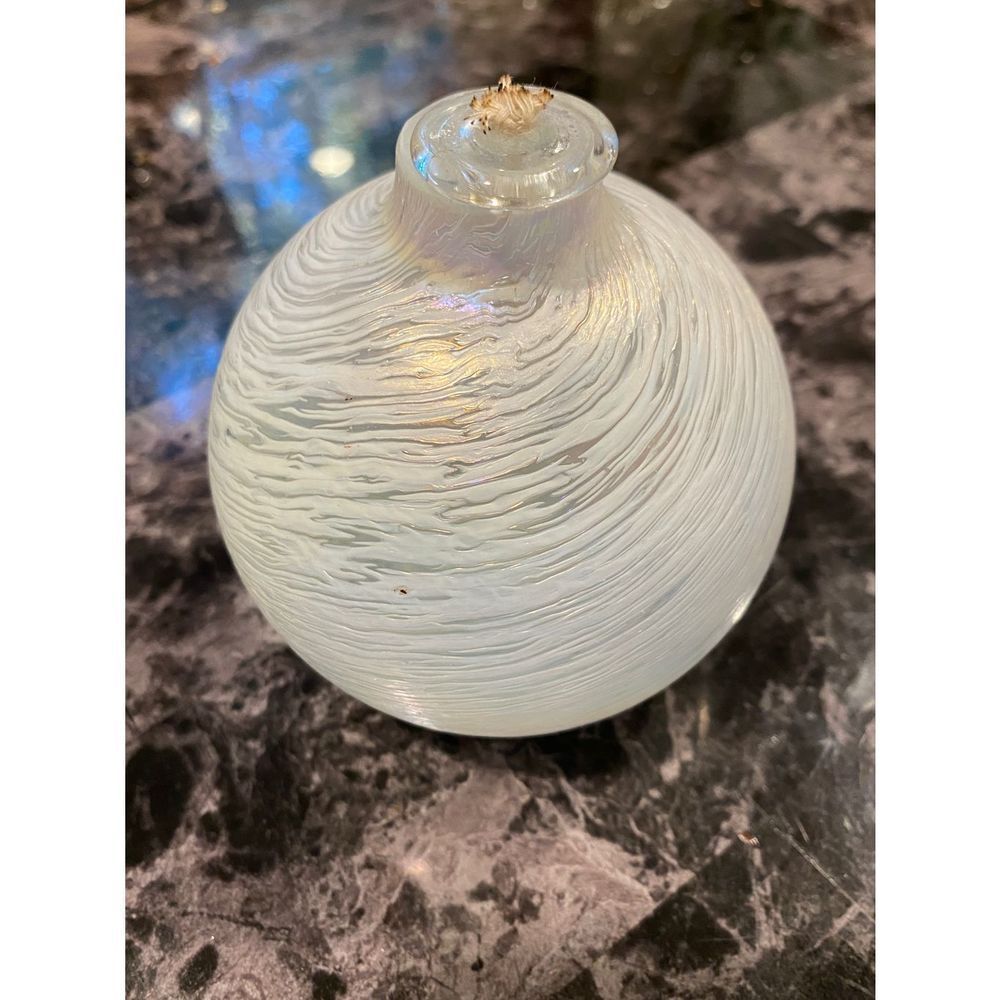 Iridescent blown glass oil lamp